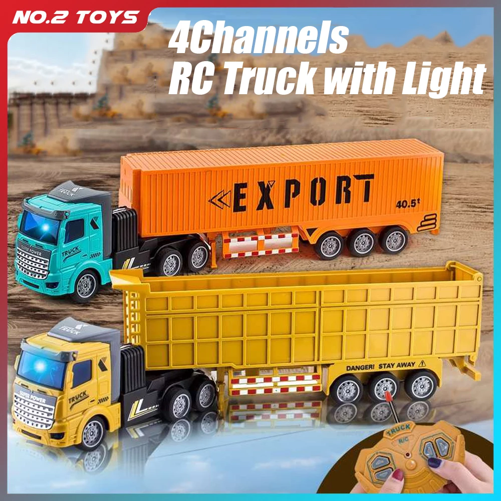 Drone Or Rc Car - รถบรรทุกคอนเทนเนอร์ของเล่นบังคับวิทยุ 1/48 สำหรับเด็ก รถบรรทุกขนส่งหนักแบบไร้สาย รถกึ่งพ่วง รถบรรทุกน้ำมัน
