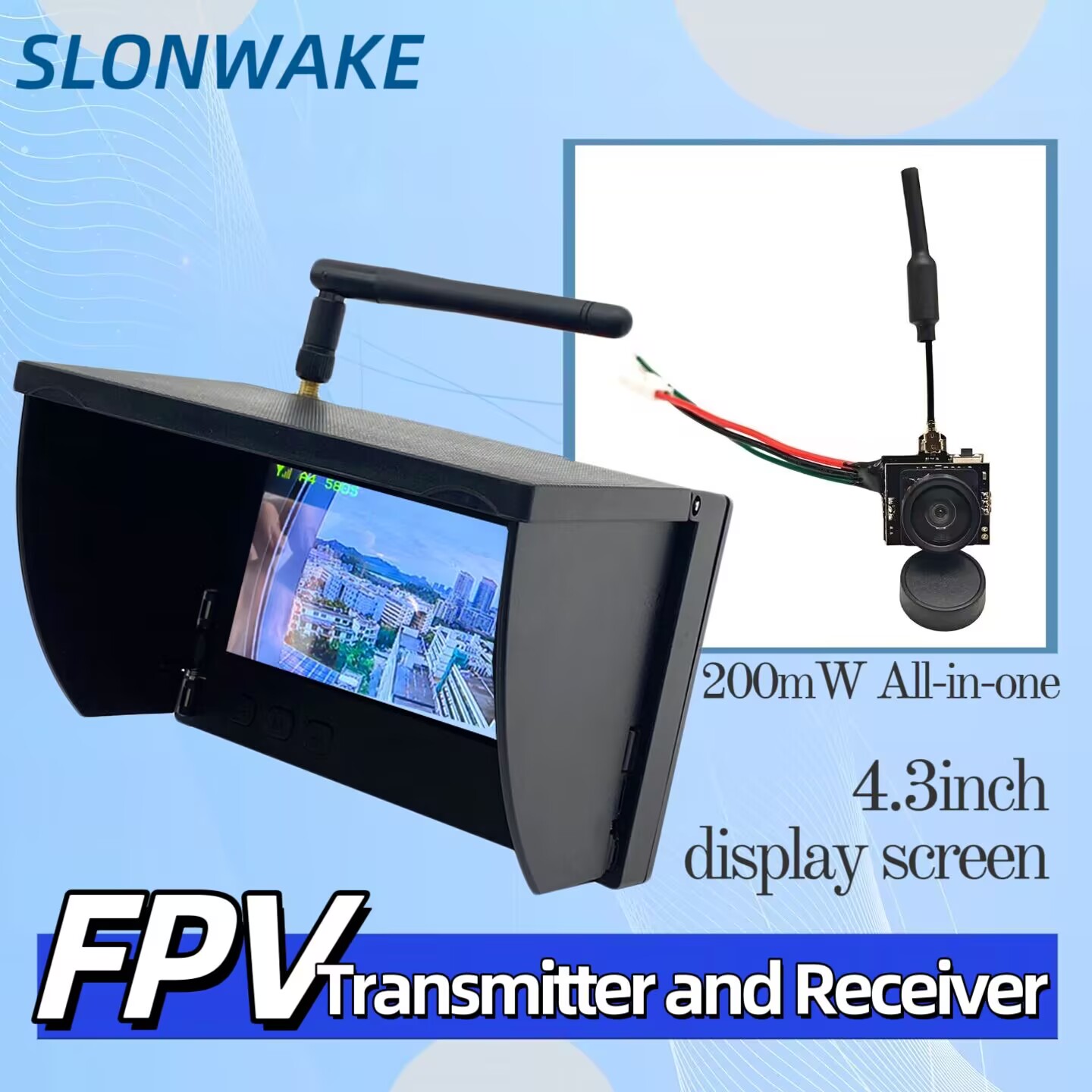 Drone Rc With Screen - กล้องส่งสัญญาณวิดีโอแบบอนาล็อก SLONWAKE 5.8G 200mW ออลอินวัน พร้อมหน้าจอแสดงผล